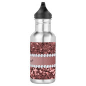Big Rose Gold Imitats Glitzer und Diamanten Trinkflasche (Rechts)