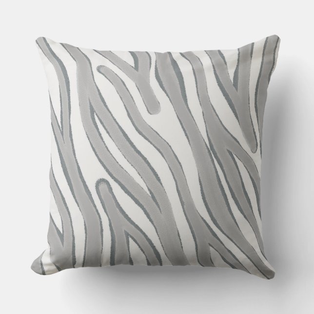 Big Rough Light Gray Zebra Strip Two Tone Kissen (Vorderseite)