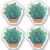 Big Round Green Cactus succulent design Aufkleber (Vorderseite)