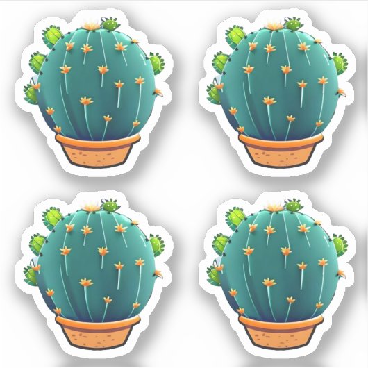 Big Round Green Cactus succulent design Aufkleber (Vorderseite)