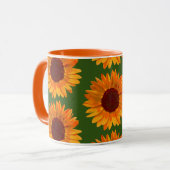 Big Rustic Orange Sonnenblumenmuster Blumenmuster Tasse (Vorderseite Links)