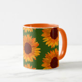 Big Rustic Orange Sonnenblumenmuster Blumenmuster Tasse (VorderseiteRechts)