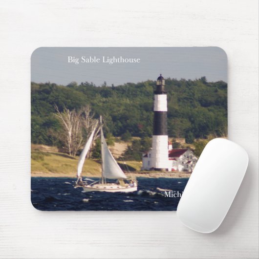 Big Sable Lighthouse & Boat Mousepad (Mit Mouse)