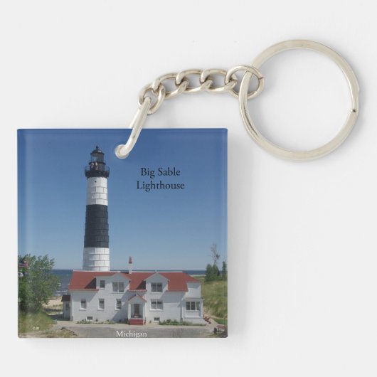 Big Sable Lighthouse doppelseitige Schlüsselkette Schlüsselanhänger (Rückseite)