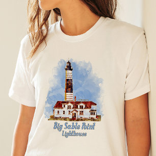 Big Sable Point Leuchtturm Aquarell - Michigan T-Shirt