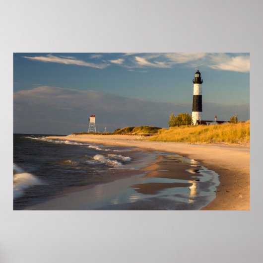 Big Sable Point Lighthouse am Lake Michigan 2 Poster (Vorne)