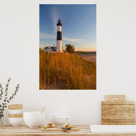 Big Sable Point Lighthouse am Lake Michigan 3 Poster (Küche)