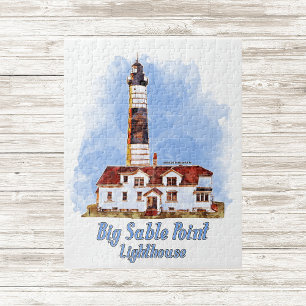 Big Sable Point Lighthouse Aquarell - Michigan Puzzle