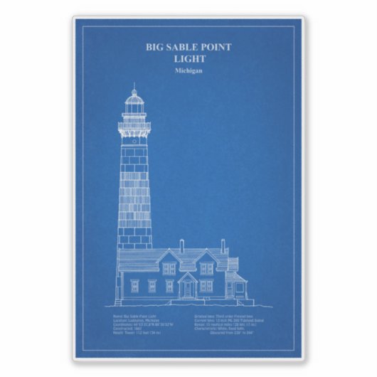 Big Sable Point Lighthouse - Michigan - AD Aufkleber (Vorderseite)