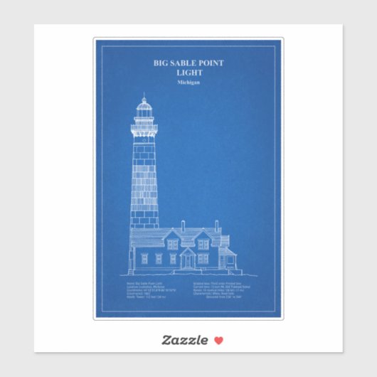 Big Sable Point Lighthouse - Michigan - AD Aufkleber (Blatt)