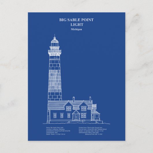 Big Sable Point Lighthouse - Michigan - AD Postkarte (Vorderseite)