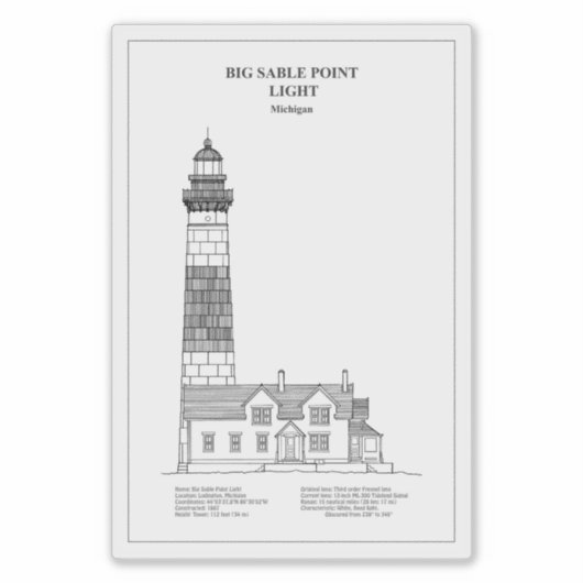 Big Sable Point Lighthouse - Michigan - BD Aufkleber (Vorderseite)
