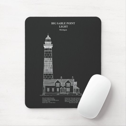 Big Sable Point Lighthouse - Michigan – PD Mousepad (Mit Mouse)