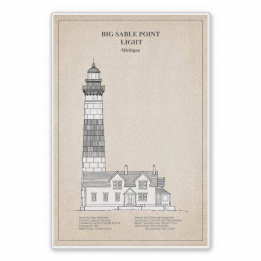Big Sable Point Lighthouse - Michigan - SBD Aufkleber (Vorderseite)
