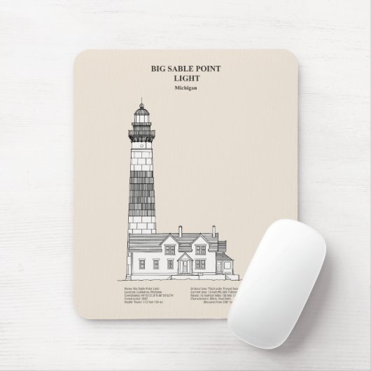 Big Sable Point Lighthouse - Michigan - SBD Mousepad (Mit Mouse)