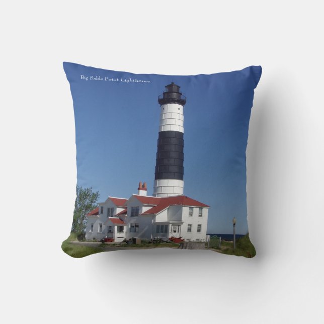 Big Sable Point Lighthouse Quadrat Kissen (Vorderseite)