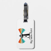 Big Sable Point Lighthouse Regenbogen Gepäckanhänger (Rückseite vertikal)