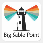 Big Sable Point Lighthouse Regenbogen Quadratischer Aufkleber (Vorderseite)