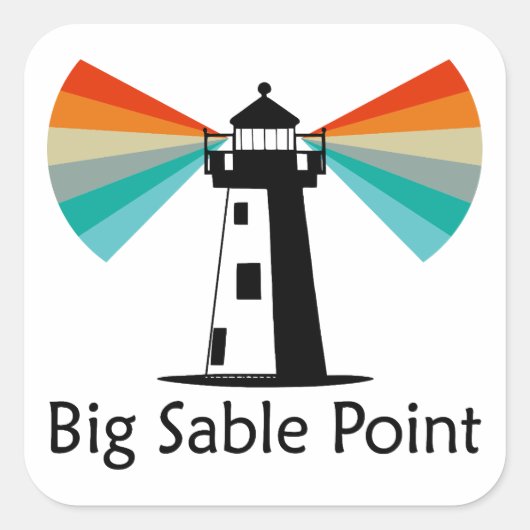 Big Sable Point Lighthouse Regenbogen Quadratischer Aufkleber (Vorderseite)