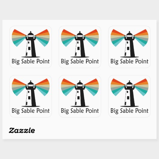 Big Sable Point Lighthouse Regenbogen Quadratischer Aufkleber (Blatt)