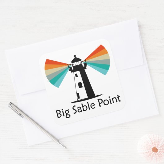 Big Sable Point Lighthouse Regenbogen Quadratischer Aufkleber (Umschlag)