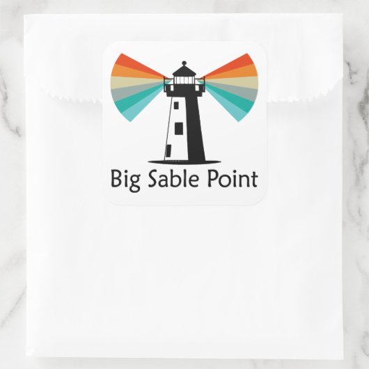 Big Sable Point Lighthouse Regenbogen Quadratischer Aufkleber (Tasche)