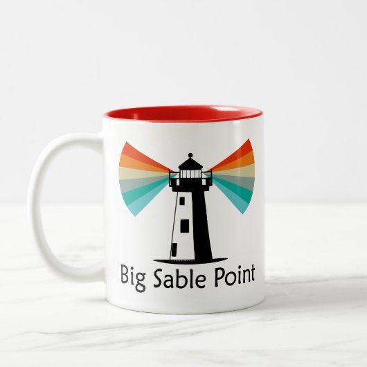 Big Sable Point Lighthouse Regenbogen Zweifarbige Tasse (Links)