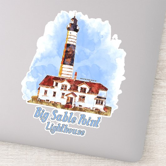 Big Sable Point Lighthouse Watercolor - Michigan Aufkleber