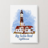 Big Sable Point Lighthouse Watercolor - Michigan Button (Vorderseite)