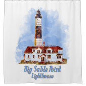 Big Sable Point Lighthouse Watercolor - Michigan Duschvorhang (Vorderseite)