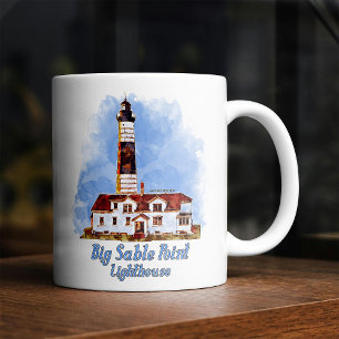 Big Sable Point Lighthouse Watercolor - Michigan Kaffeetasse