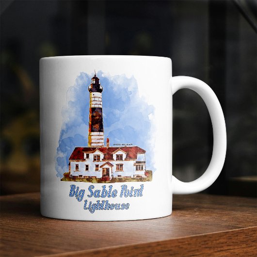 Big Sable Point Lighthouse Watercolor - Michigan Kaffeetasse
