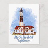 Big Sable Point Lighthouse Watercolor - Michigan Postkarte (Vorderseite)