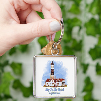 Big Sable Point Lighthouse Watercolor - Michigan Schlüsselanhänger