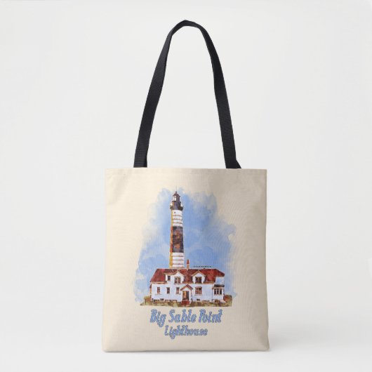 Big Sable Point Lighthouse Watercolor - Michigan Tasche (Vorderseite)