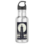Big Sable Point Michigan Lighthouse Moon Edelstahlflasche (Vorderseite)