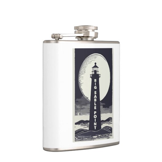 Big Sable Point Michigan Lighthouse Moon Flachmann (Rechts)