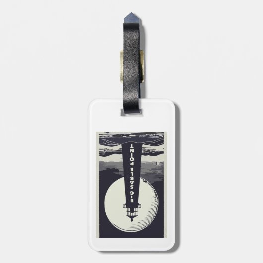 Big Sable Point Michigan Lighthouse Moon Gepäckanhänger (Rückseite vertikal)