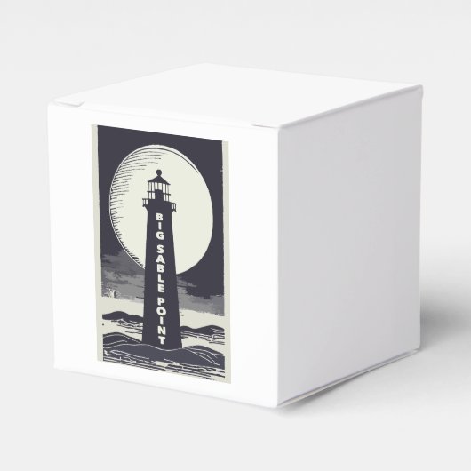 Big Sable Point Michigan Lighthouse Moon Geschenkschachtel (Vorderseite)