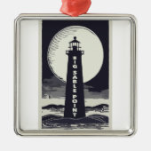 Big Sable Point Michigan Lighthouse Moon Ornament Aus Metall (Vorne)