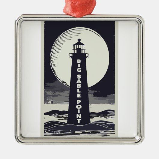 Big Sable Point Michigan Lighthouse Moon Ornament Aus Metall (Vorne)