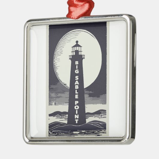 Big Sable Point Michigan Lighthouse Moon Ornament Aus Metall (Links)