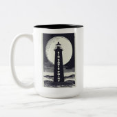 Big Sable Point Michigan Lighthouse Moon Zweifarbige Tasse (Links)