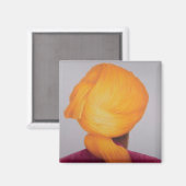 Big Saffron Turban Magnet (Vorderseite/Rückseite)