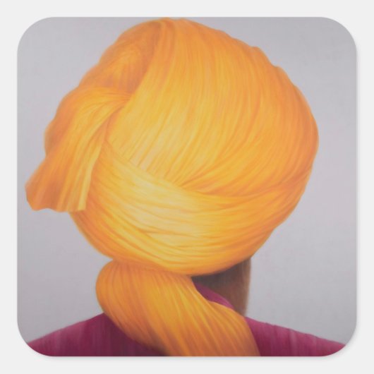 Big Saffron Turban Quadratischer Aufkleber (Vorderseite)