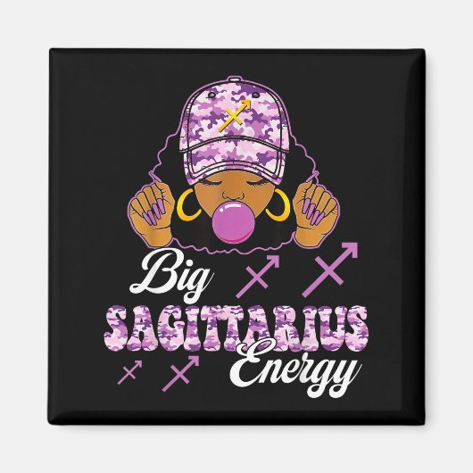Big Sagittarius Energy Afro Girl With Purple Camou Magnet (Vorne)