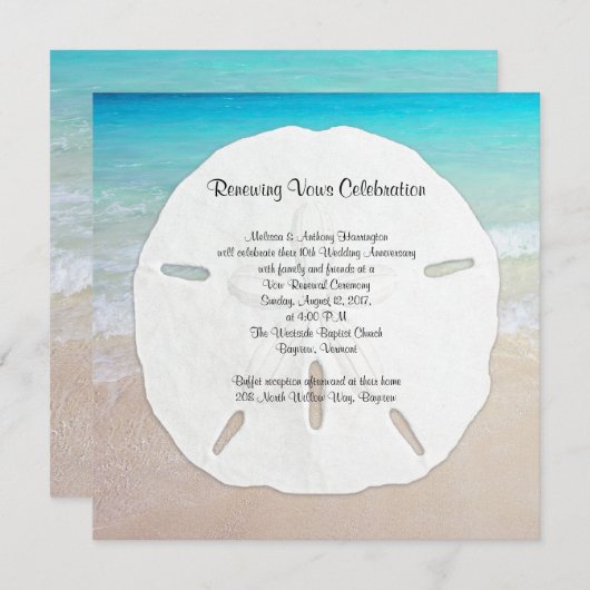 Big Sand Dollar Seaside Vow Renewal Einladung (Vorne/Hinten)