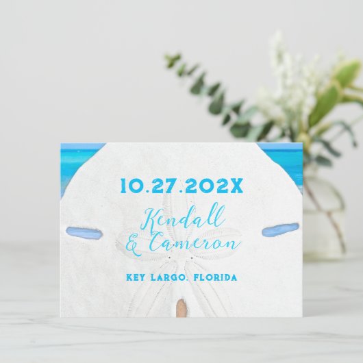 Big Sand Dollar Simple Save the Date Cards Einladung (Stehend Vorderseite)