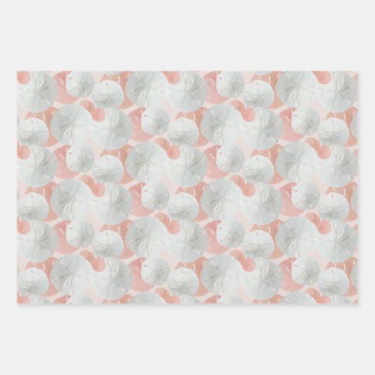 Big Sand Dollars Gemusterte flache Wrapping Paper Geschenkpapier Set (Vorderseite 2)