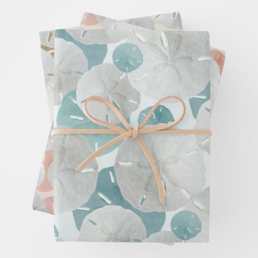 Big Sand Dollars Gemusterte flache Wrapping Paper Geschenkpapier Set (Beispiel)
